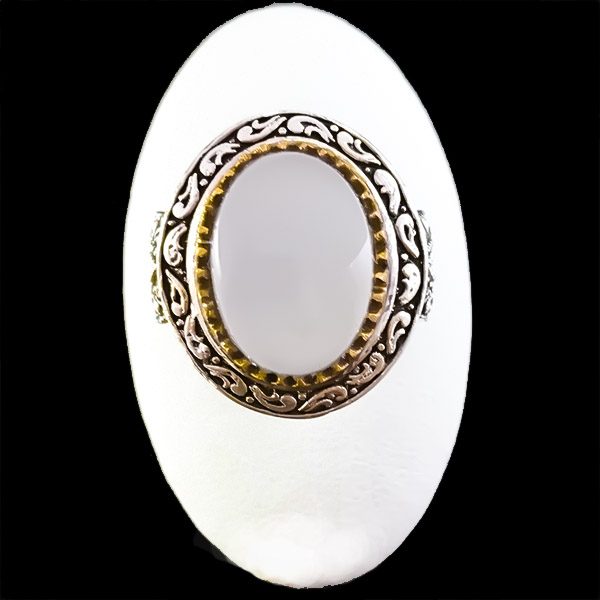 انگشتر نقره مردانه طرح دورطلایی راتینا با سنگ عقیق کبود یمنی - Image 3