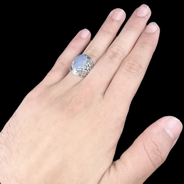 انگشتر نقره مردانه طرح آرشان با سنگ عقیق کبود یمنی - Image 4