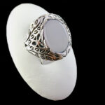 انگشتر نقره مردانه طرح آرشان با سنگ عقیق کبود یمنی