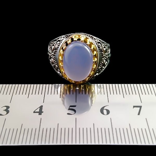 انگشتر نقره مردانه طرح آرمان با سنگ عقیق کبود یمنی - Image 4