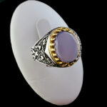 انگشتر نقره مردانه طرح آرمان با سنگ عقیق کبود یمنی