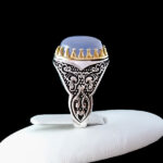 انگشتر نقره مردانه طرح آرمان با سنگ عقیق کبود یمنی - Image 6