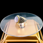 انگشتر نقره مردانه طرح آرمان با سنگ عقیق کبود یمنی - Image 3