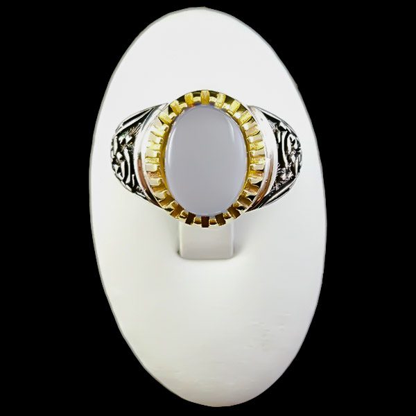 انگشتر نقره مردانه طرح یا زینب کبری با سنگ عقیق کبود یمنی - Image 5