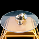 انگشتر نقره مردانه طرح یا زینب کبری با سنگ عقیق کبود یمنی - Image 3