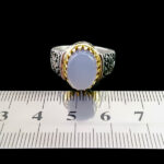 انگشتر نقره مردانه طرح یا محمد (ص) با سنگ عقیق کبود یمنی - Image 4