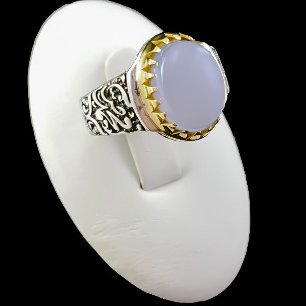 انگشتر عقیق یمنی کبود مردانه نقره صفوی