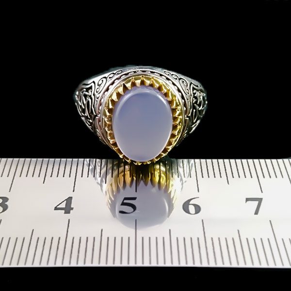 انگشتر نقره مردانه طرح فانتزی یا عباس (ع) با سنگ عقیق کبود یمنی - Image 5