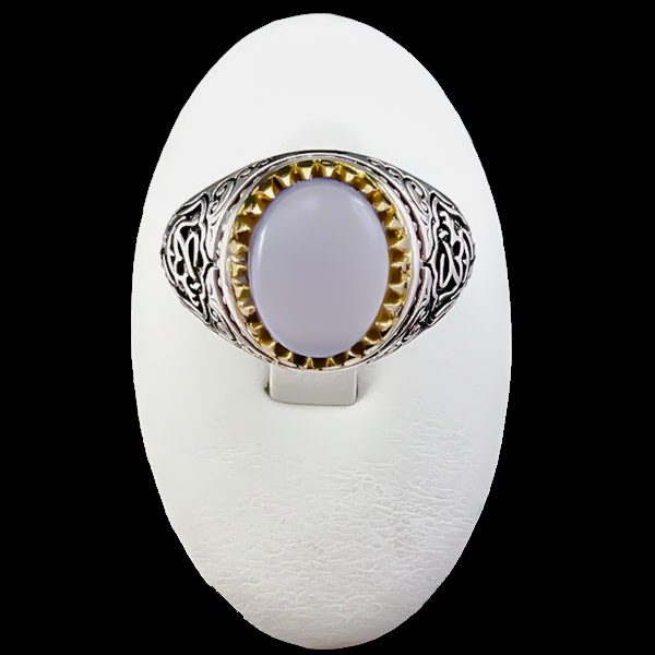 انگشتر نقره مردانه طرح فانتزی یا عباس (ع) با سنگ عقیق کبود یمنی - Image 6