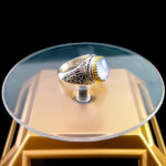 انگشتر نقره مردانه طرح فانتزی یا عباس (ع) با سنگ عقیق کبود یمنی - Image 4