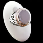 انگشتر نقره مردانه دست ساز طرح آرمین با سنگ عقیق کبود یمنی