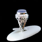 انگشتر نقره مردانه دست ساز طرح آرمین با سنگ عقیق کبود یمنی - Image 5