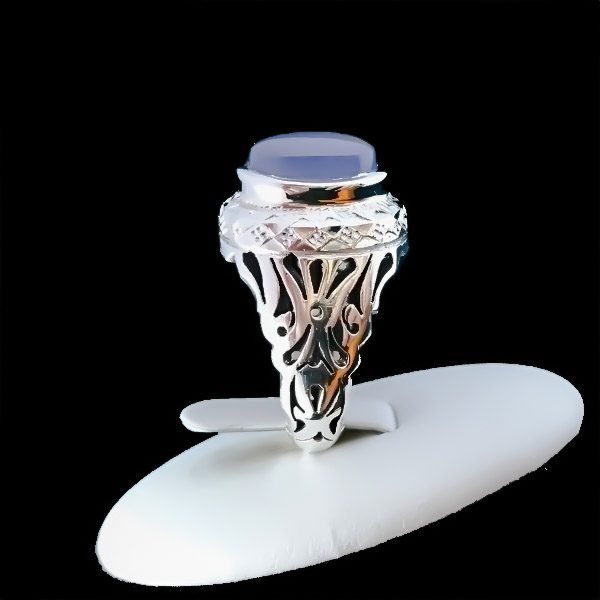 انگشتر نقره مردانه دست ساز طرح آرمین با سنگ عقیق کبود یمنی - Image 5