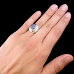 انگشتر نقره مردانه دست ساز طرح آرمین با سنگ عقیق کبود یمنی - Image 3