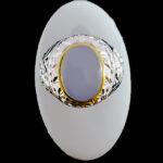 انگشتر نقره مردانه دست ساز طرح دور طلایی آزادمهر با سنگ عقیق کبود یمنی - Image 4