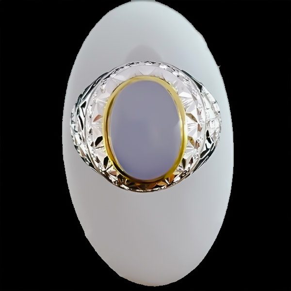 انگشتر نقره مردانه دست ساز طرح دور طلایی آزادمهر با سنگ عقیق کبود یمنی - Image 4