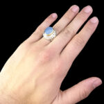 انگشتر نقره مردانه دست ساز طرح دور طلایی آزادمهر با سنگ عقیق کبود یمنی - Image 3