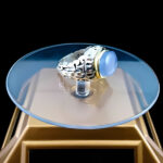 انگشتر نقره مردانه دست ساز فاخر طرح دور طلایی آژمان با سنگ عقیق کبود یمنی - Image 5