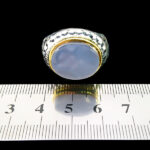 انگشتر نقره مردانه دست ساز فاخر طرح دور طلایی آژمان با سنگ عقیق کبود یمنی - Image 6