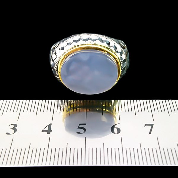 انگشتر نقره مردانه دست ساز فاخر طرح دور طلایی آژمان با سنگ عقیق کبود یمنی - Image 6