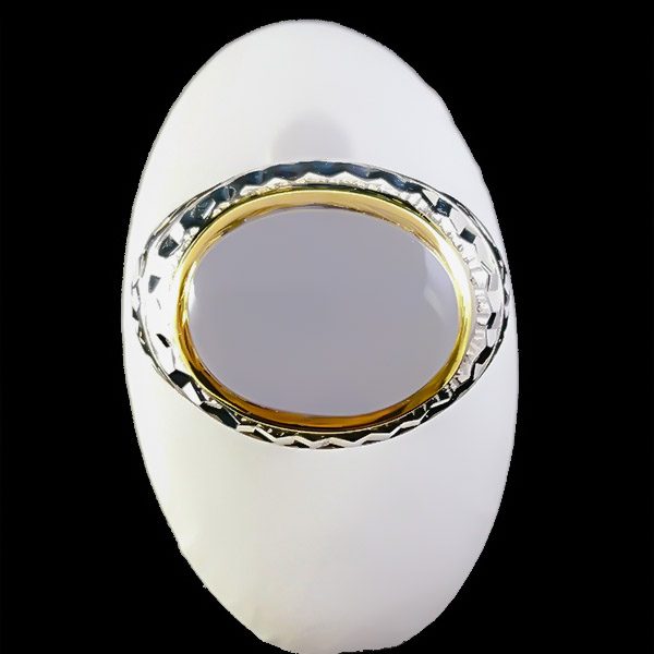 انگشتر نقره مردانه دست ساز فاخر طرح دور طلایی آژمان با سنگ عقیق کبود یمنی - Image 2