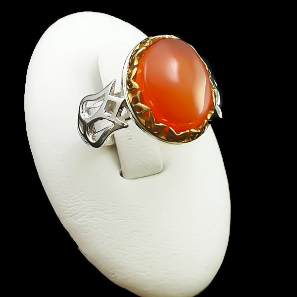 انگشتر عقیق یمنی سرخ مردانه نقره ساده