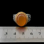 انگشتر نقره مردانه طرح دور طلایی بایگان با سنگ عقیق یمنی سرخ - Image 4