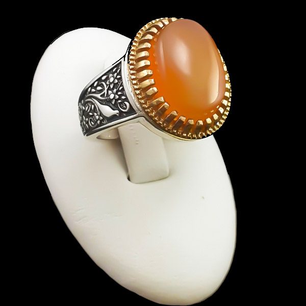 انگشتر عقیق یمنی سرخ مردانه نقره