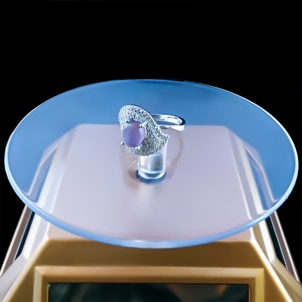 انگشتر نقره زنانه طرح شارونا با سنگ عقیق کبود یمنی - Image 2