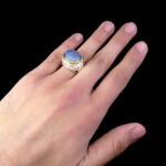 انگشتر نقره مردانه دست ساز فاخر دور طلایی طرح بخشا با سنگ عقیق کبود یمنی - Image 4