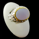 انگشتر نقره مردانه دست ساز فاخر دور طلایی طرح بخشا با سنگ عقیق کبود یمنی