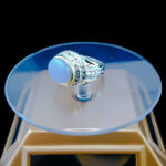 انگشتر نقره مردانه دست ساز فاخر دور طلایی طرح بخشا با سنگ عقیق کبود یمنی - Image 5