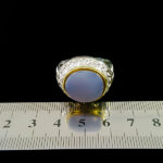 انگشتر نقره مردانه دست ساز فاخر دور طلایی طرح بخشا با سنگ عقیق کبود یمنی - Image 6