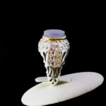 انگشتر نقره مردانه دست ساز فاخر دور طلایی طرح بخشا با سنگ عقیق کبود یمنی - Image 2