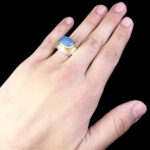 انگشتر نقره مردانه دست ساز فاخر دور طلایی طرح بردیا با سنگ عقیق کبود یمنی - Image 4