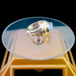 انگشتر نقره مردانه دست ساز فاخر دور طلایی طرح بردیا با سنگ عقیق کبود یمنی - Image 6