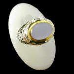 انگشتر نقره مردانه دست ساز فاخر دور طلایی طرح بردیا با سنگ عقیق کبود یمنی