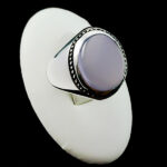 انگشتر نقره مردانه دست ساز طرح فیلی با سنگ عقیق کبود یمنی