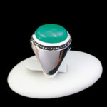 انگشتر نقره مردانه دست ساز طرح فیلی با سنگ عقیق سبز اصلی - Image 4