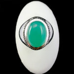 انگشتر نقره مردانه دست ساز طرح فیلی با سنگ عقیق سبز اصلی - Image 5