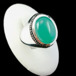 انگشتر نقره مردانه دست ساز طرح فیلی با سنگ عقیق سبز اصلی