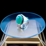 انگشتر نقره مردانه دست ساز طرح فیلی با سنگ عقیق سبز اصلی - Image 6