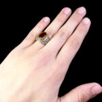 انگشتر نقره مردانه طرح دور طلایی بهمرد با سنگ گارنت الماس تراش - Image 5