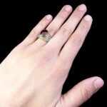 انگشتر نقره مردانه طرح دور طلایی یا مهدی با سنگ گارنت الماس تراش - Image 5