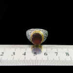 انگشتر نقره مردانه طرح دور طلایی یا مهدی با سنگ گارنت الماس تراش - Image 2