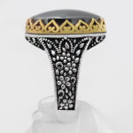 انگشتر حدید نقره مردانه طرح دورطلایی جمیل + حکاکی - Image 2