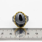 انگشتر حدید نقره مردانه طرح دورطلایی جمیل + حکاکی - Image 4