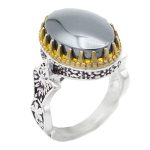 انگشتر حدید نقره مردانه طرح دورطلایی داریا + حکاکی‌‌‌