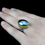 انگشتر حدید نقره مردانه طرح دورطلایی داریا + حکاکی‌‌‌ - Image 2