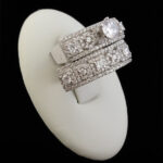 حلقه و پشت حلقه نقره زنانه طرح چند نگین فوزیه